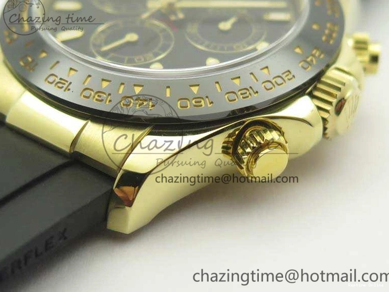 0109 Tailored Daytona 116518 LN YG ARF 1:1 Best Edition Black Dial On Rubber Strap A4130 Super Clone 3479